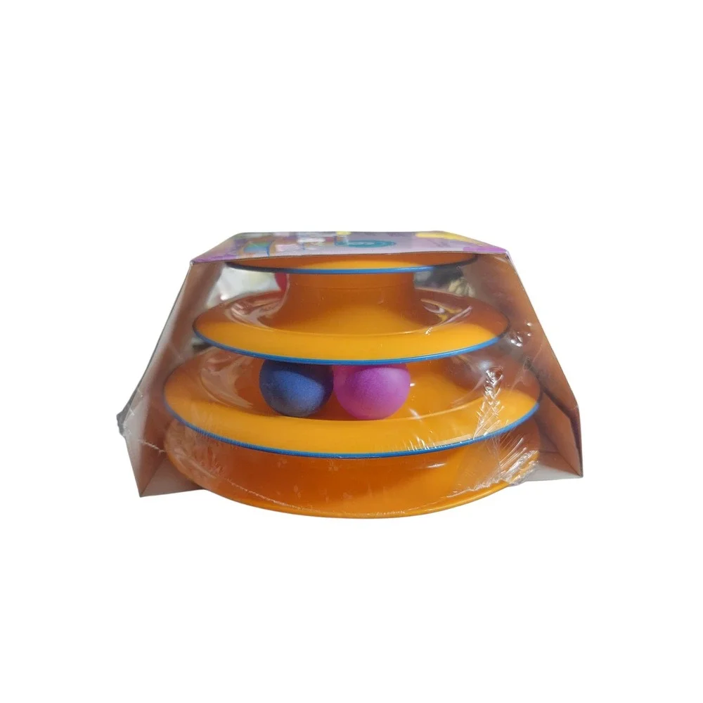 Catstages Tower‎ of Tracks Cat Toy OS Orange New Interactive 3 Level 6 Balls